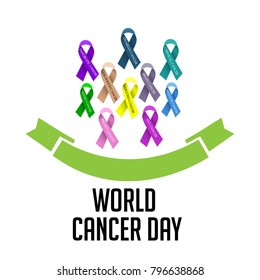 Vector illustration of a Creative Abstract Background for World Cancer Day Awareness with Ribbon.