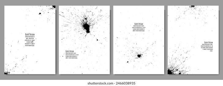 Vector illustration. Creative artistic messy background set. Black color ink splatter. Design elements for poster, frame, photo overlay, brochure, book or magazine cover, layout, flyer, voucher