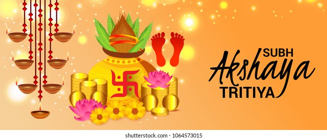 Vector illustration of a Creative Background For Festival Of Akshaya Tritiya Celebration.