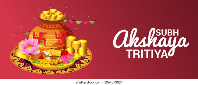 Vector illustration of a Creative Background For Festival Of Akshaya Tritiya Celebration.