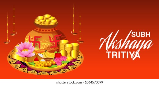 Vector illustration of a Creative Background For Festival Of Akshaya Tritiya Celebration.