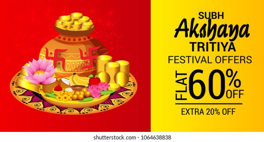 Vector illustration of a Creative Background For Festival Of Akshaya Tritiya Celebration.