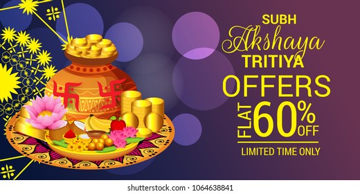 Vector illustration of a Creative Background For Festival Of Akshaya Tritiya Celebration.