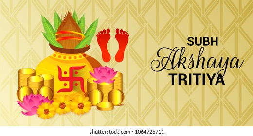 Vector illustration of a Creative Background For Festival Of Akshaya Tritiya Celebration.