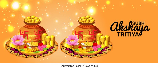 Vector illustration of a Creative Background For Festival Of Akshaya Tritiya Celebration.