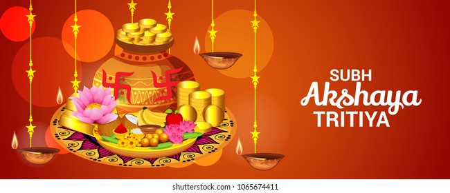 Vector illustration of a Creative Background For Festival Of Akshaya Tritiya Celebration.