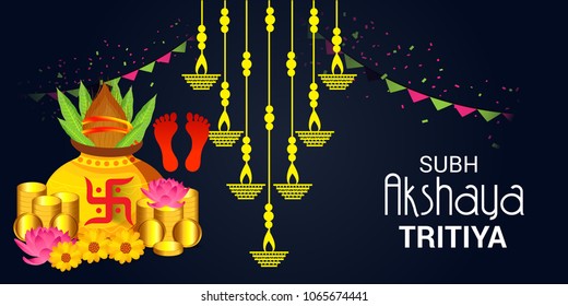 Vector illustration of a Creative Background For Festival Of Akshaya Tritiya Celebration.