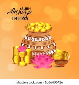 Vector illustration of a Creative Background For Festival Of Akshaya Tritiya Celebration.