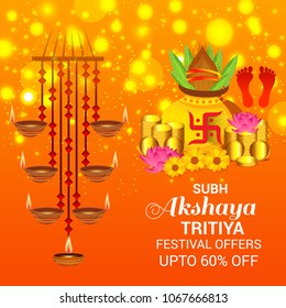 Vector illustration of a Creative Background For Festival Of Akshaya Tritiya Celebration.
