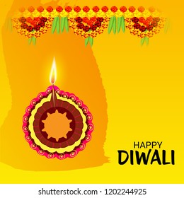 Vector illustration of Creative Banner or  Poster for Indian Light Festival of Diwali Celebration.
