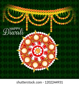 Vector illustration of Creative Banner or  Poster for Indian Light Festival of Diwali Celebration.