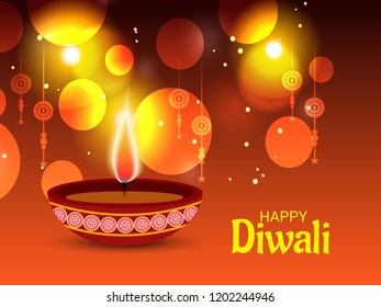 Vector illustration of Creative Banner or  Poster for Indian Light Festival of Diwali Celebration.