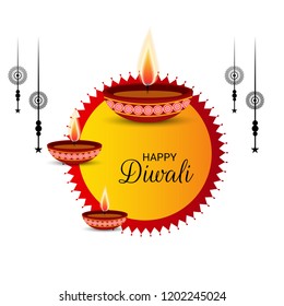Vector illustration of Creative Banner or  Poster for Indian Light Festival of Diwali Celebration.