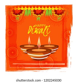 Vector illustration of Creative Banner or  Poster for Indian Light Festival of Diwali Celebration.