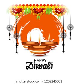 Vector illustration of Creative Banner or  Poster for Indian Light Festival of Diwali Celebration.