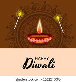 Vector illustration of Creative Banner or  Poster for Indian Light Festival of Diwali Celebration.