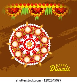 Vector illustration of Creative Banner or  Poster for Indian Light Festival of Diwali Celebration.