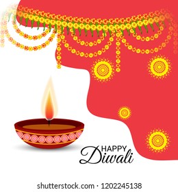 Vector illustration of Creative Banner or  Poster for Indian Light Festival of Diwali Celebration.