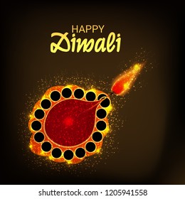Vector illustration of Creative Banner or  Poster for Indian Light Festival of Diwali Celebration.