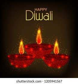 Vector illustration of Creative Banner or  Poster for Indian Light Festival of Diwali Celebration.