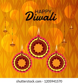 Vector illustration of Creative Banner or  Poster for Indian Light Festival of Diwali Celebration.