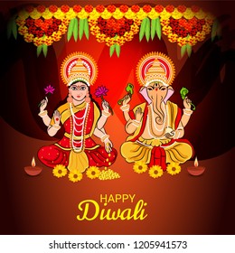 Vector illustration of Creative Banner or  Poster for Indian Light Festival of Diwali Celebration.