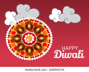 Vector illustration of Creative Banner or  Poster for Indian Light Festival of Diwali Celebration.