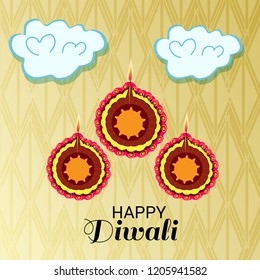 Vector illustration of Creative Banner or  Poster for Indian Light Festival of Diwali Celebration.