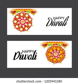Vector illustration of Creative Banner or  Poster for Indian Light Festival of Diwali Celebration.