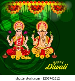 Vector illustration of Creative Banner or  Poster for Indian Light Festival of Diwali Celebration.