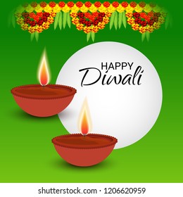 Vector illustration of Creative Banner or  Poster for Indian Light Festival of Diwali Celebration.
