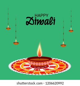 Vector illustration of Creative Banner or  Poster for Indian Light Festival of Diwali Celebration.
