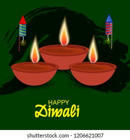 Vector illustration of Creative Banner or  Poster for Indian Light Festival of Diwali Celebration.
