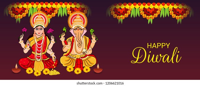 Vector illustration of Creative Banner or  Poster for Indian Light Festival of Diwali Celebration.

