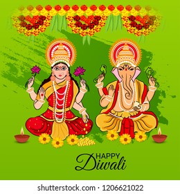 Vector illustration of Creative Banner or  Poster for Indian Light Festival of Diwali Celebration.
