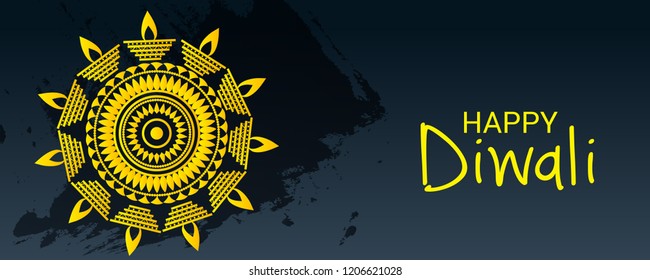 Vector illustration of Creative Banner or  Poster for Indian Light Festival of Diwali Celebration.
