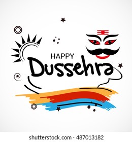 Vector illustration of Creative banner or poster of dussehra with Ravana head.