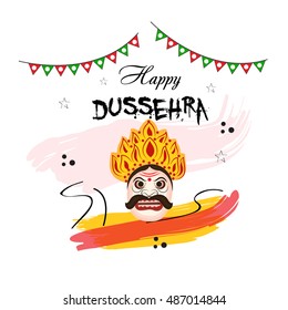 Vector illustration of Creative banner or poster of dussehra with Ravana head.