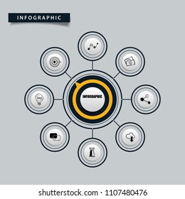 Vector illustration of creative business infographic template and modern icons represent as steps or workflow diagram.