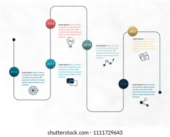 Vector illustration of creative business infographic timeline template and modern icons represent as steps or workflow diagram.