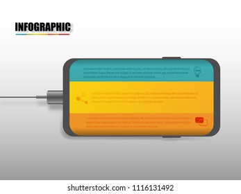 Vector illustration of creative business infographic template on mobile phone. Workflow or diagram represented on isolated smartphone device.