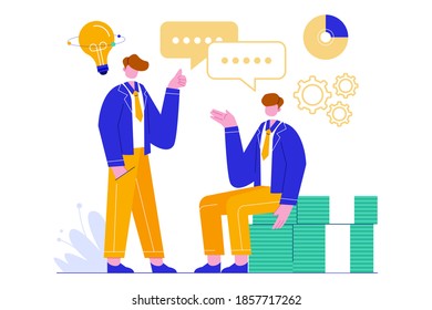 Vector illustration of creative business team. Successful teamwork, meeting, negotiation, brainstorming concept.