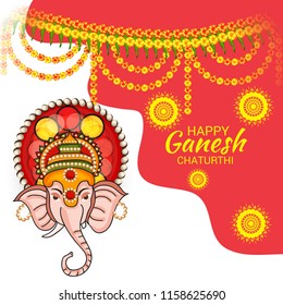 Vector illustration of a Creative Card, Poster or Banner for Festival of Ganesh Chaturthi Celebration.
