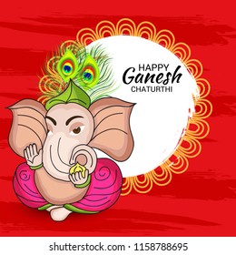 Vector illustration of a Creative Card, Poster or Banner for Festival of Ganesh Chaturthi Celebration.