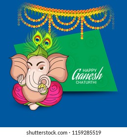 Vector illustration of a Creative Card, Poster or Banner for Festival of Ganesh Chaturthi Celebration.