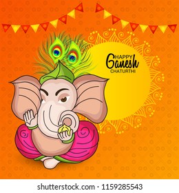 Vector illustration of a Creative Card, Poster or Banner for Festival of Ganesh Chaturthi Celebration.