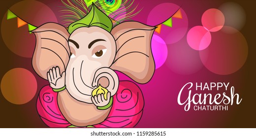 Vector illustration of a Creative Card, Poster or Banner for Festival of Ganesh Chaturthi Celebration.