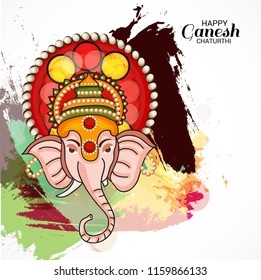 Vector illustration of a Creative Card, Poster or Banner for Festival of Ganesh Chaturthi Celebration.