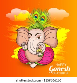 Vector illustration of a Creative Card, Poster or Banner for Festival of Ganesh Chaturthi Celebration.
