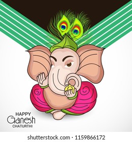 Vector illustration of a Creative Card, Poster or Banner for Festival of Ganesh Chaturthi Celebration.
